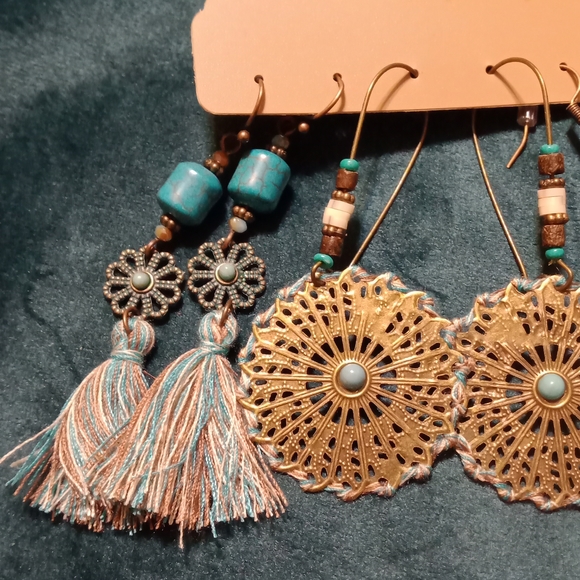 Trio of Earrings Tourquois or orange - Picture 3 of 8